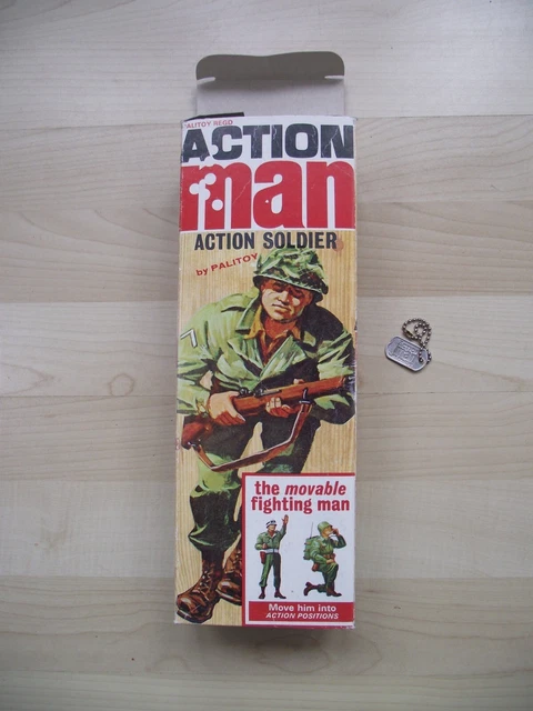 VINTAGE ACTION MAN 40th Empty box for Action Soldier and Dog tag. £10. ...
