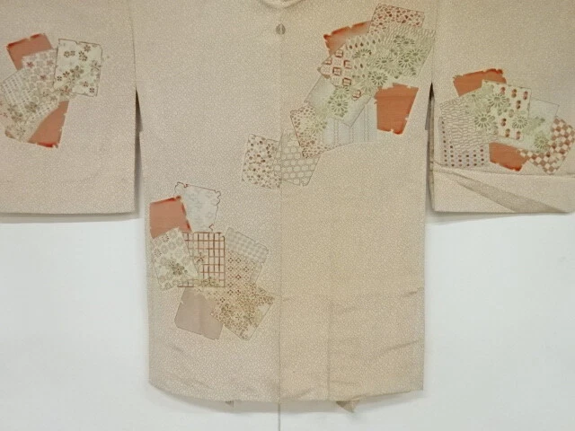 81925# Japanese Kimono / Antique Haori / Woven Flowers & Shikishi Pattern