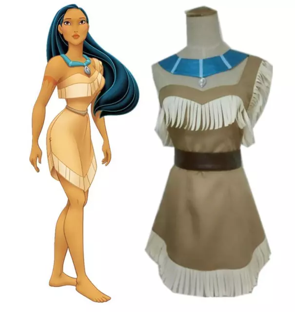 Costume Pocahontas carnevale cosplay vestito completo adulti abito donna
