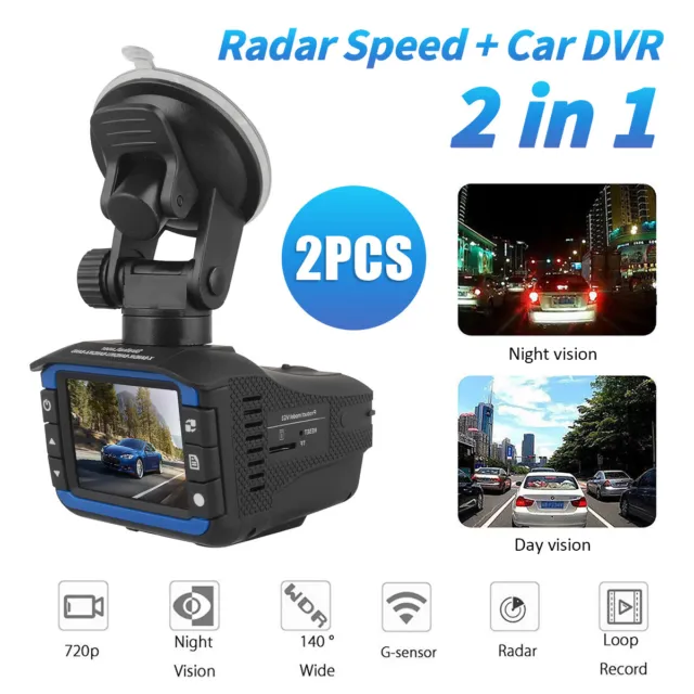 2 SET 2IN1 Anti Radar Laser Police Detector Speed Car Recorder Dash Camera Night