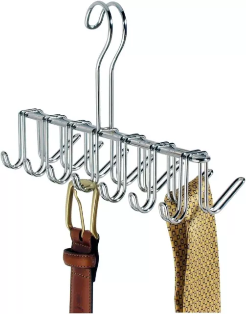 Idesign Tie And Belt Hanger With 14 Hooks Handy Metal Tie Rack For Wardrobe Or