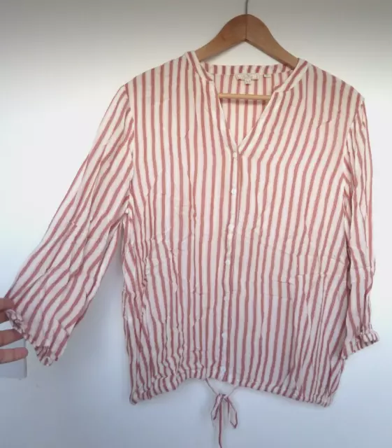 FAT FACE cream pink red OVERSIZED STRIPED top with adj waist Size 8 10 12 14