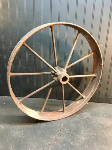 Vintage Cast Iron Wagon/ Cart Wheel 20” Diameter x 3in thick 10 Spokes
