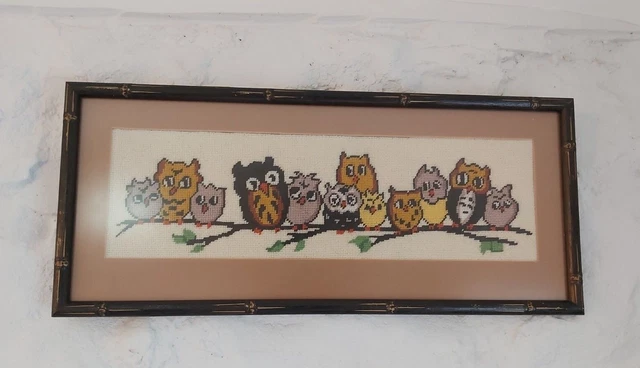 Gerahmter Wandteppich Bild Eule Bild Vintage 1980er Jahre Cottagecore Vögel Valentinstag Geschenk