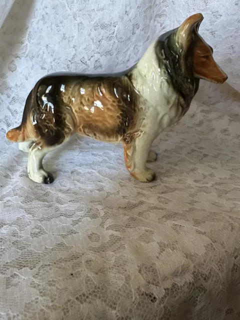 Vintage Ceramic Standing Collie Dog Figurine