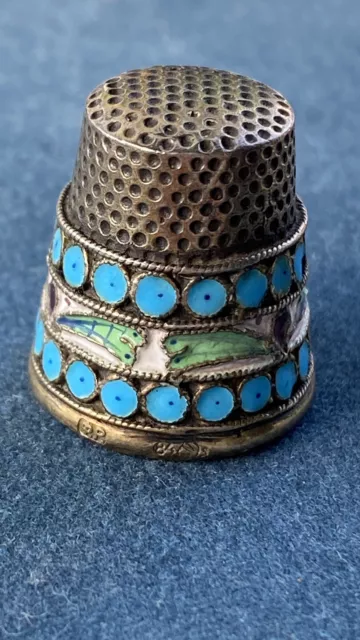 Silberfingerhut Emaille Russland Fake Silver Enamel Thimble De a coudre