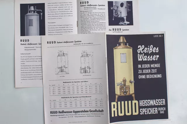 18768 Publicité Prospectus Ruud Eau Chaude Mémoire Hamburg 1939 Catalogue