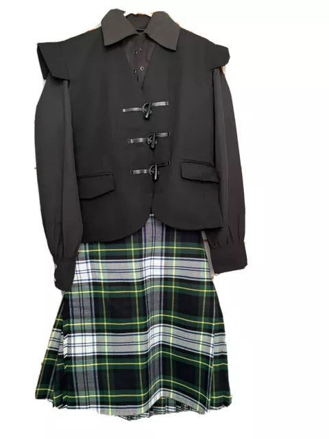 Scottish Kilt Outfit for Men with Ghillie Shirt and 100% wool Jabobean Waistcoat
