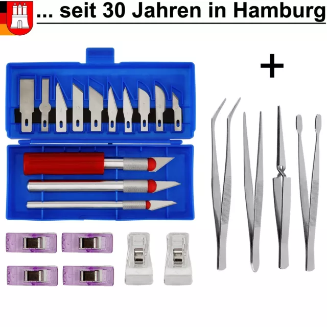 Bastelmesser Set +Pinzette Schnitzmesser Präzisionsmesser Skalpell Messer Cutter