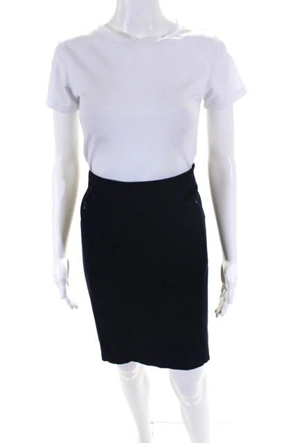 Diane Von Furstenberg Womens Zipper Closure Knee Length Pencil Blue Skirt Size 8