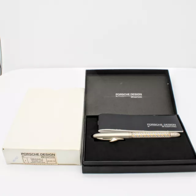 Porsche Design Faber Castell 18k White Gold Nib Fountain Pen Woven Design#823-3