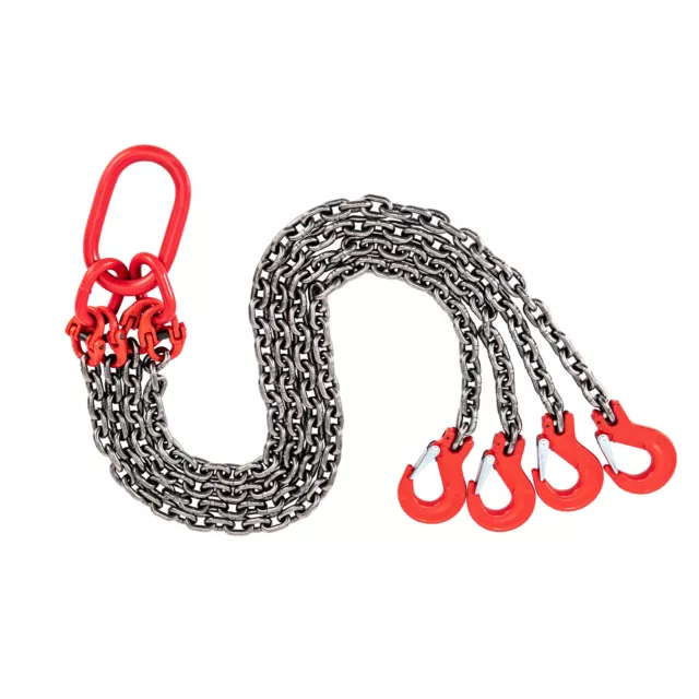 5 Ton Chain Sling 5/16" in 4 Legs with Sling Hooks G80 Lifting Chain Sling Red