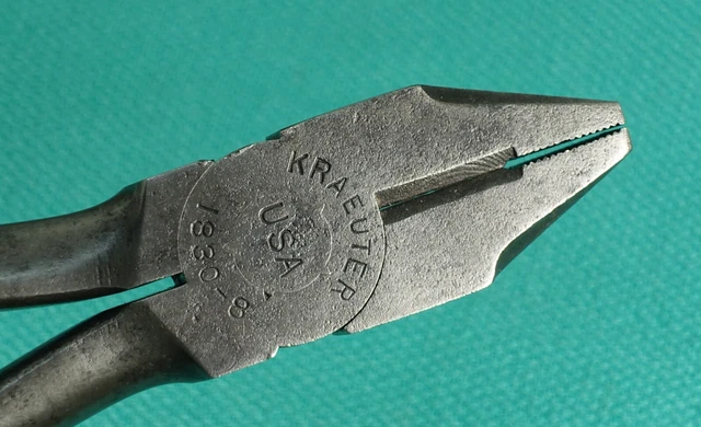 Late 1950's KRAEUTER USA No. 1830- 8" Lineman, Electrician Side Cutting Pliers