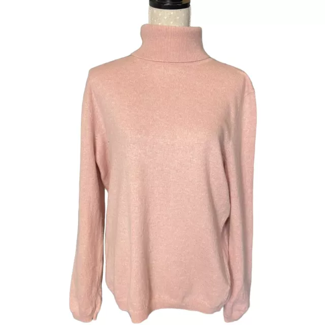 WOOLOVERS PINK CASHMERE MERINO WOOL SOFT ROLL NECK SWEATER JUMPER Size XL