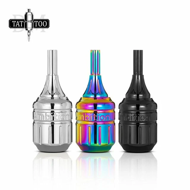 Empuñaduras de tatuaje de acero inoxidable profesional cartucho ajustable tubo agujas lápiz