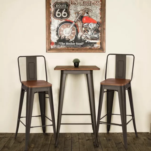 Industrial Breakfast Bar Table Chairs Set Tolix Style Bistro Cafe Metal Stools