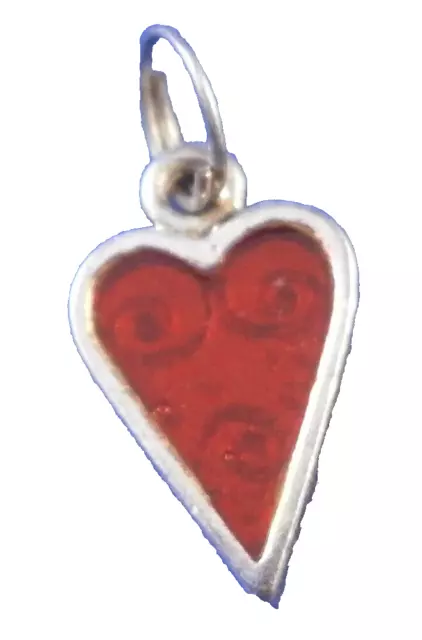 Argent Forme Coeur Pendentif Rouge Centre Bijoux Bibelot Saint Valentin Breloque