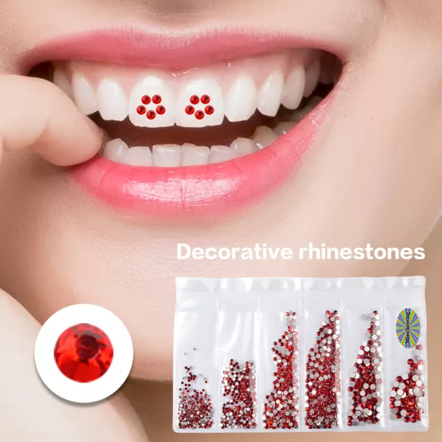 Dental Rhinestones Jewelry Teeth Jewelry Dental Crystal Tooth Decor Gems (Red) 3