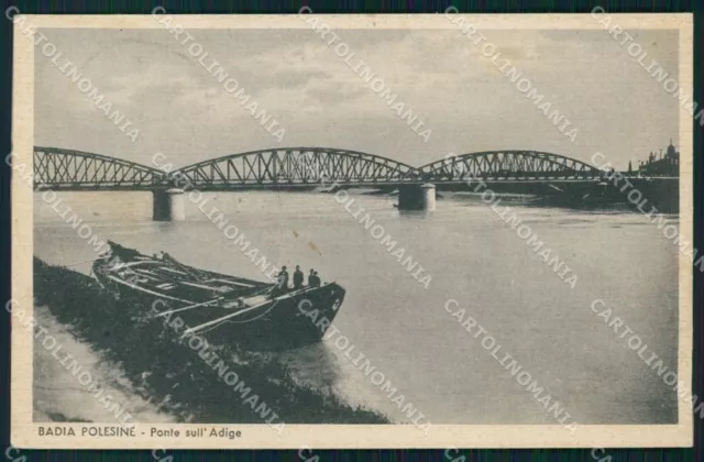 Rovigo Badia Polesine Ponte sull'Adige Barca cartolina VK3279