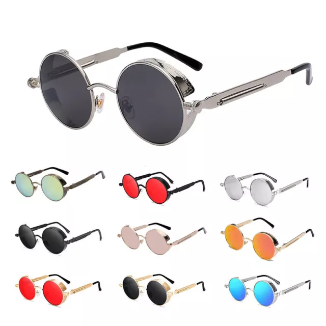 Gothic Vintage Sunglasses Steampunk Men Women Retro Designer Round Metal Glasses