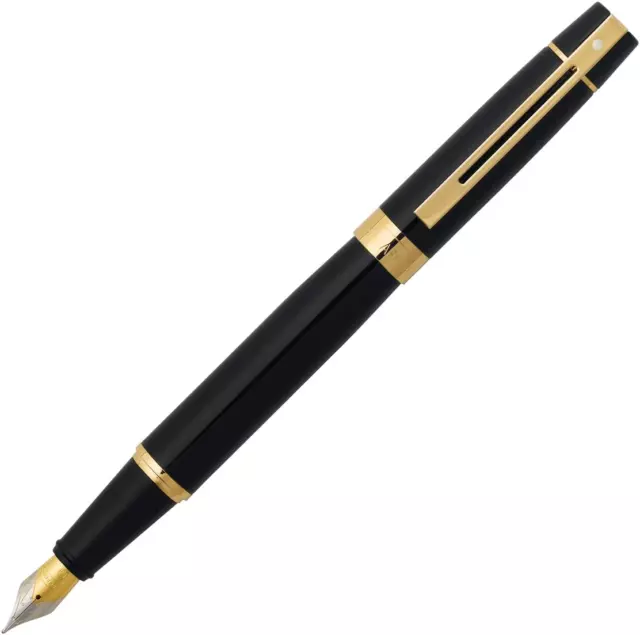 300, Glossy Black, Gold Tone Trim, Fountain Pen: Fine Nib (E0932543) 2