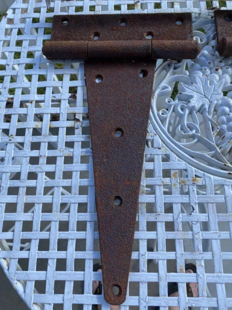 Vintage Pair Barn/Gate T-strap hinges. 14-1/2" x 8" 2