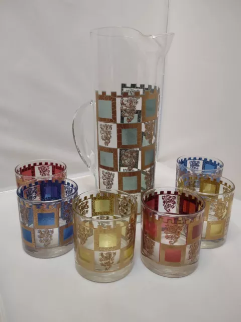 Spectacular West Virginia Glass Co. Vintage 8 pc. Set Mid Century Stained Glass