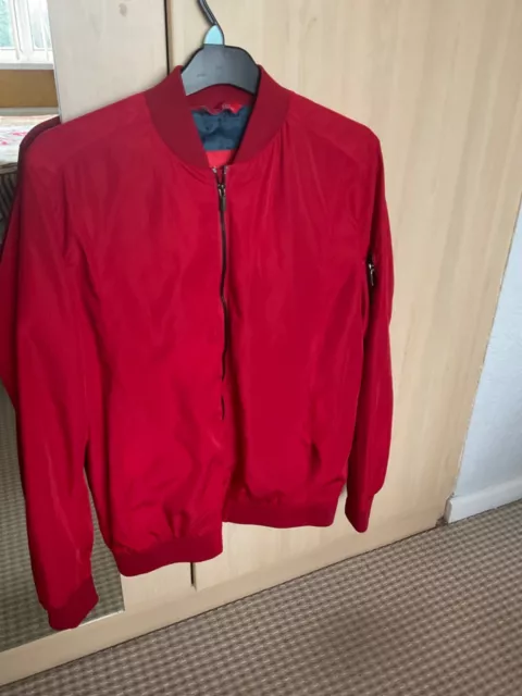 Zara Man Basic Mens Red Bomber Jacket, Size Eur XL