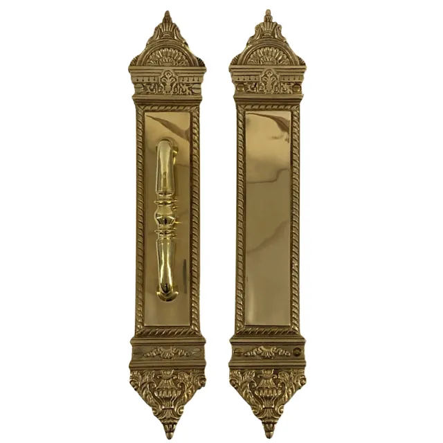 Polished Brass Push and Pull Door Handle Set - The Fan