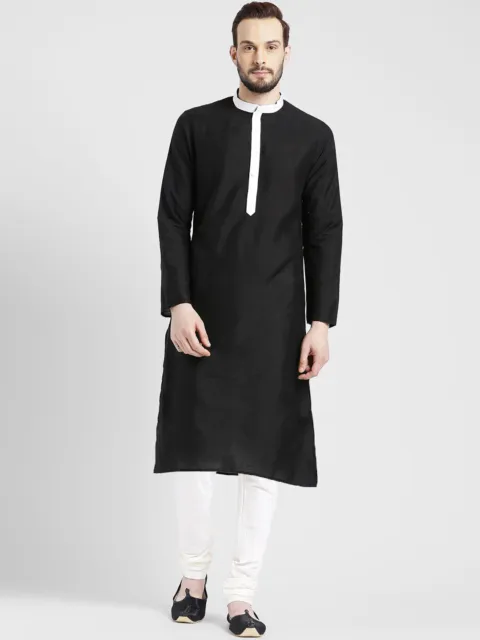 Indian Cotton Men's Shirt Long Sleeve Kurta Black Loose Shirt Stylish Kurta