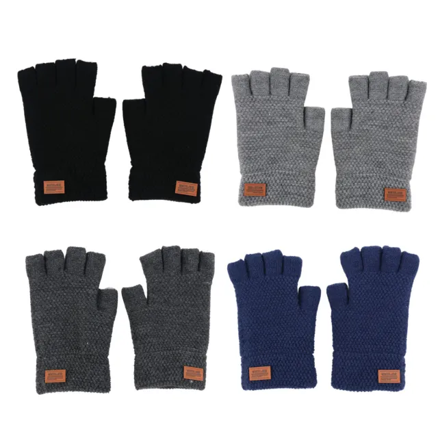 Thermal Fingerless Gloves Mens Womens Knitted Warm Winter Half Finger Mittens