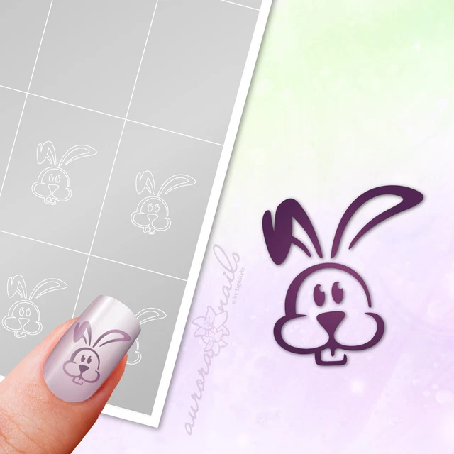 Plantillas para aerógrafo y arte de uñas O061 Feliz Pascua conejo de Pascua adhesivo