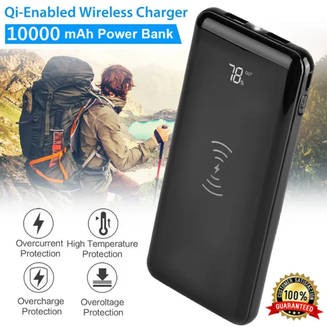 Wireless Power Fast Charging 2USB Portable 10000mAh Bank Battery Charger AUS