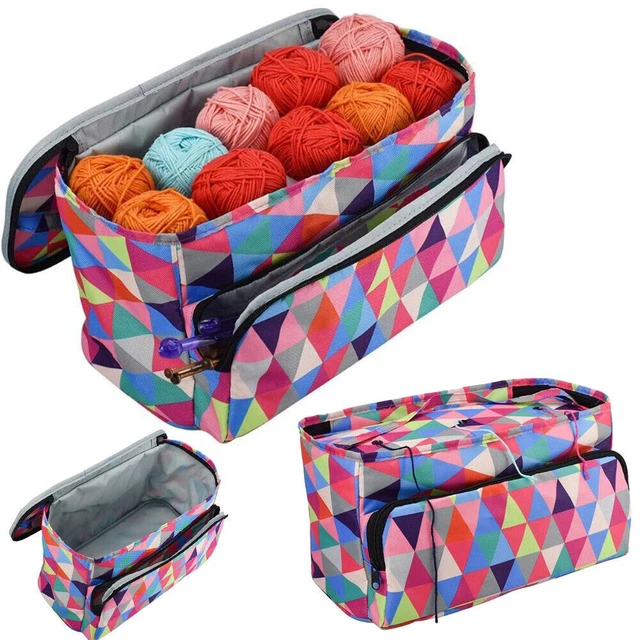 Knitting Yarn Bag Storage Portable Crochet Wool Storage Bag Organizer with Holes