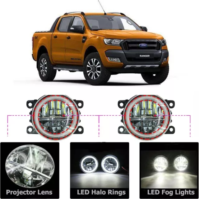 LED Fog Light Kit Angel Eye Rings DRL Daytime Running Lamp Fit For Ford Ranger