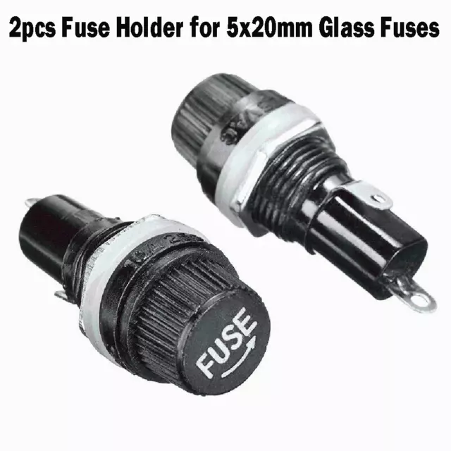 Reliable 2pcs Panel Mount Fuse Holder for 5x20mm Glass Fuses (10A 250V)
