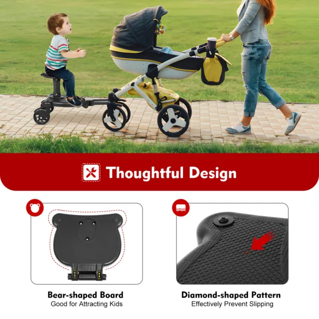 Baby Stroller Kid Board Buggy Pushchair Wheeled Board Step Board Auxiliary Pedal