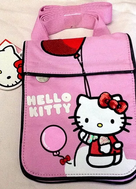 Hello Kitty - Sanrio - Bandolera Pequeña En Tejido Rosa 15x20- Cartorama - Nuevo