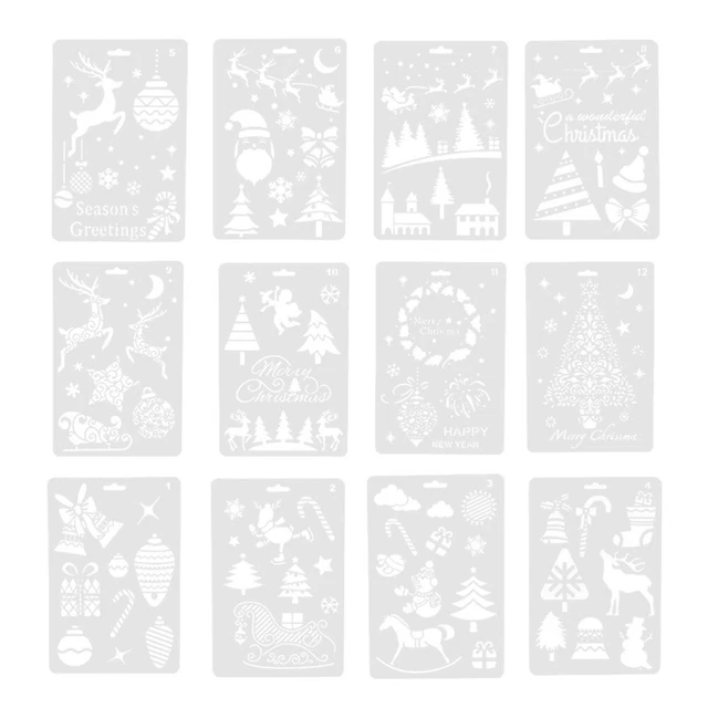 12 piezas plantillas de patrón de plantilla de plástico reutilizable dibujo chorro de tinta infantil