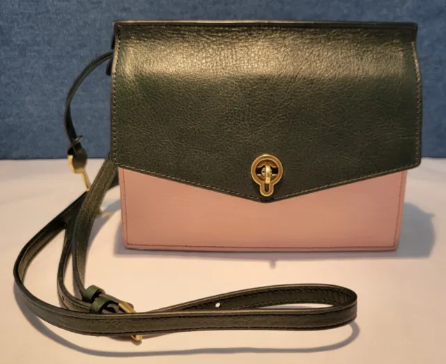 FOSSIL STEVIE ZB7829366 Small Crossbody Spruce Green & Pink Leather Bag Purse