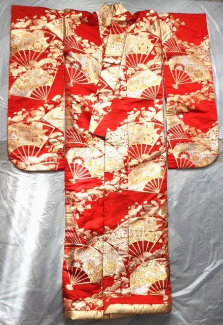 Japanese Kimono UCHIKAKE, Wedding Robe, Embroidery Red / Gold   - Free Shipping