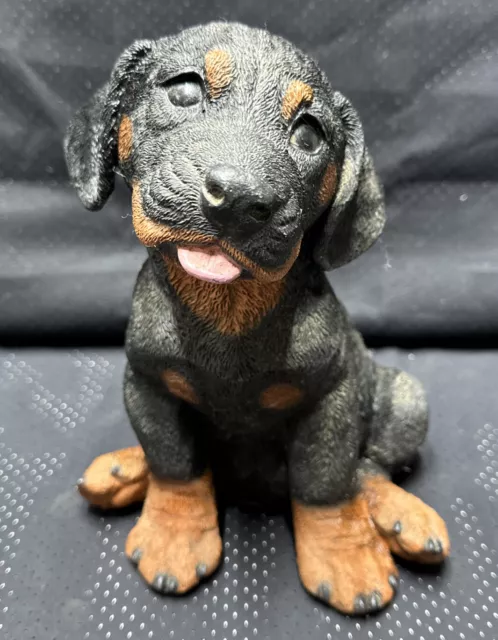 1994 Castagna ROTTWEILER Puppy Dog Resin 9"H Statue Made in Italy Vintage