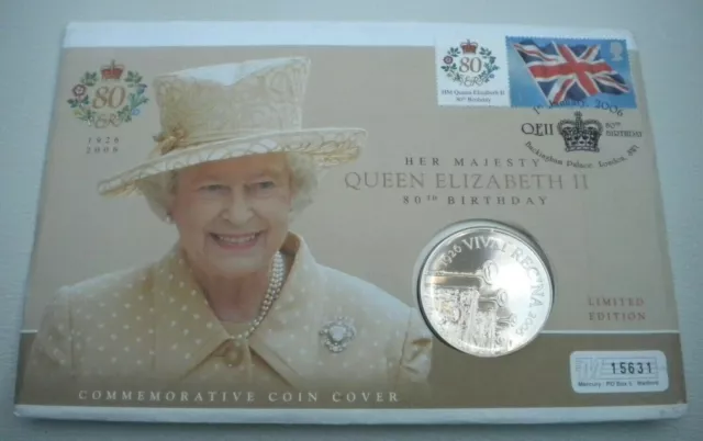 2006 Hm Queen Elizabeth Ii 80Th Birthday Bunc £5 Coin Cover Pnc Stamps P/M Coa