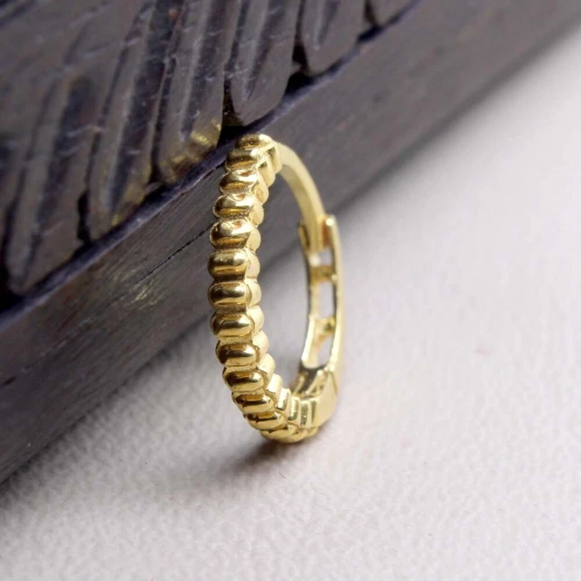 Etnico 14K Vero Oro Indiano Cerchio Naso Anello Clicker Chiusura a Scatto