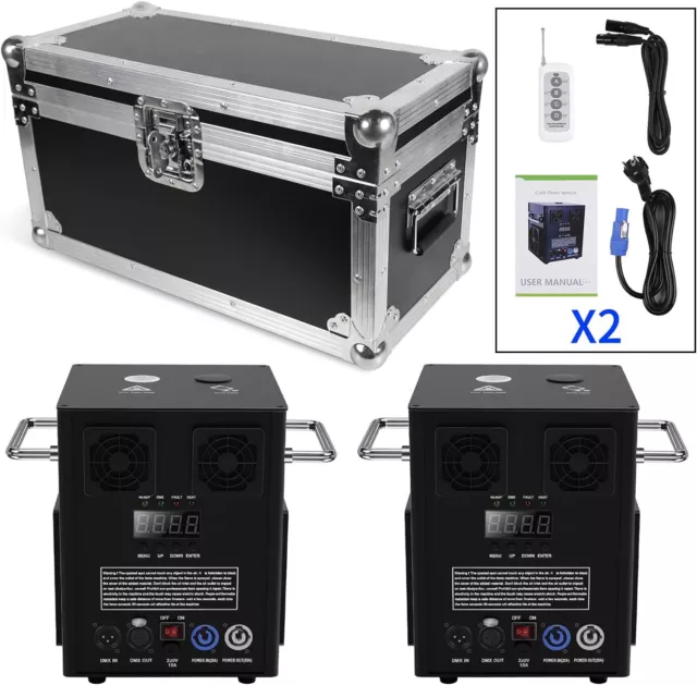 2Stk Cold Spark Machine mit Flight Case DMX Sparkular Funkenmaschine DJ Hochzeit