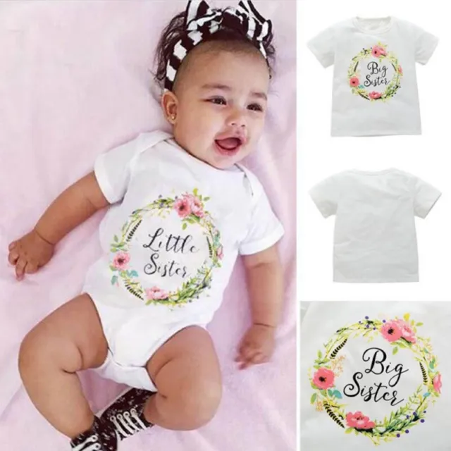 Baby Kids Girls Little Big Sister Match Clothes Jumpsuit Romper T Shirts Outfits