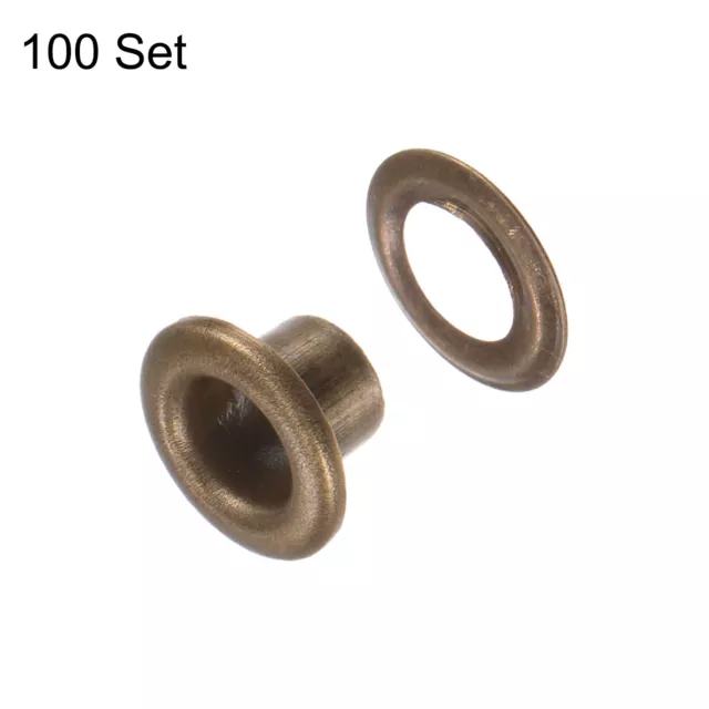 Juego de 100 ojales ojales de metal 4 mm 0,16" ojal para zapatos ropa, bronce 3