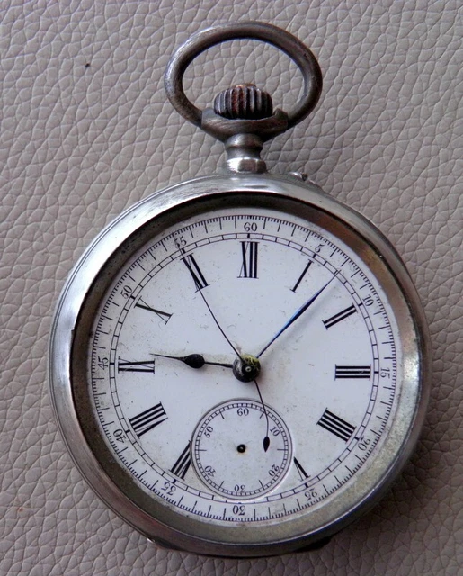 Montre De Poche Argentée à Mouvement Mécanique - Cadran Doré Avec Chiffres Romains, Style Vintage Luxe