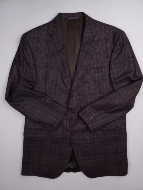 Jack Victor Jacket Mens 42L Brown Plaid Loro Piana Sport Coat Merino Wool Blazer