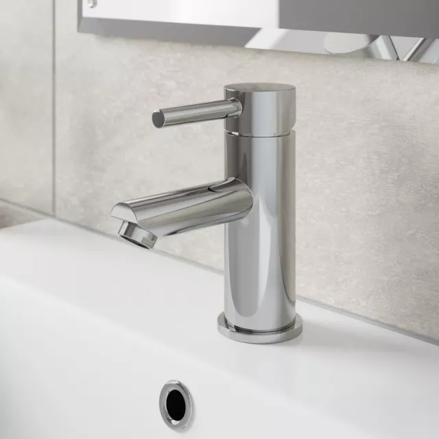 Modern Chrome Bathroom Sink Twin Taps Bath Filler Shower Mixer Basin Mini Mixer